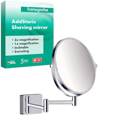 hansgrohe, Wandmontage, Kosmetikspiegel AddStoris, Rasierspiegel schwenkbar, Makeup Spiegel, Chrom im Sale